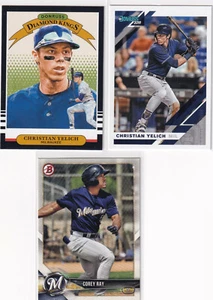 LOT (3) CHRISTIAN YELICH MILWAUKEE BREWERS - TOPPS DONRUSS BASEBALL - B4978 - Picture 1 of 2