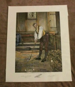 Walter Dendy Sadler 1979 England James Dobie 1914 Early GOLF Print Poster VF - Picture 1 of 4