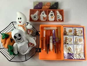 Halloween Party Box Carving Kit Candles Ty Ghosts And Basket - Picture 1 of 4