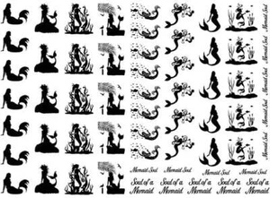Mermaid Soul 60 pcs 0.75 Inch Black Fused Glass Decals - Picture 1 of 1