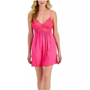 NWT INC International Concepts S Soft Lace-Trimmed Knit Chemise Nightgown Pink - Picture 1 of 8