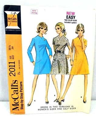 Vestido Vintage Años 60 Patrón McCalls 2011 Muesca Cuello Forma Costura Frontal 39" Sin Cortar Foto 1 de 2