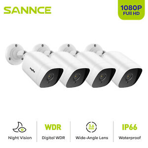 SANNCE 4pcs Full HD 1080P Security Camera Outdoor 2MP Video CCTV IR Night Vision