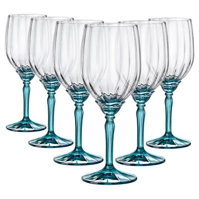 6x Bormioli Rocco florianisch weiß Weingläser kleines Glas rot rosa 380ml blau