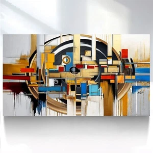 Leinwand Bild XXL Abstrakt Geometrisch Bunt Wanddeko Wandbilder Wohnzimmer 7815A - Bild 1 von 8