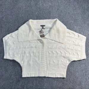 NEW Buffalo Cardigan Sweater Womens Medium Cream Knit Cropped Ribbed Hem Cuffs - Picture 1 of 13