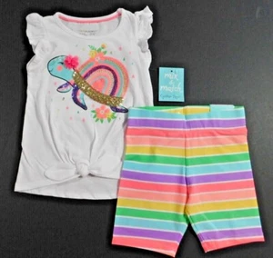 Cynthia Rowley Girls Top & Shorts White Multi SIZE XS/4 Sequin Turtle 3D NEW - Picture 1 of 4