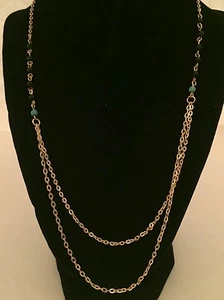 Collar de oro en capas con cuentas negras y turquesa de tendencia única - Imagen 1 de 4