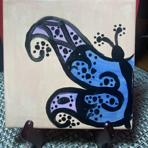 2 Tiles Picasso's Cup 6x6 inches Snakes and Butterfly 2006 6x6 trivet or decor - Picture 1 of 3