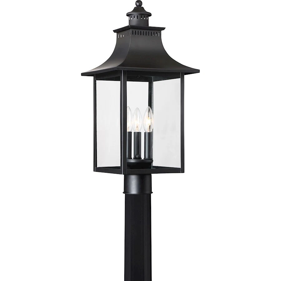 Quoizel CCR9010K Chancellor 3 Light 22 Inch Mystic Black Outdoor Post Lantern