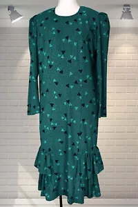 Totally 1980s Vintage Dropped Waist Abstract Print Flouncy Midi Dress - UK 14 - Picture 1 of 4