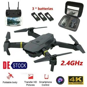Faltbare GPS-Drohne Mit 4K Kamera, 3Akkus, LED Lichter, Quadrocopter RC Drone DE