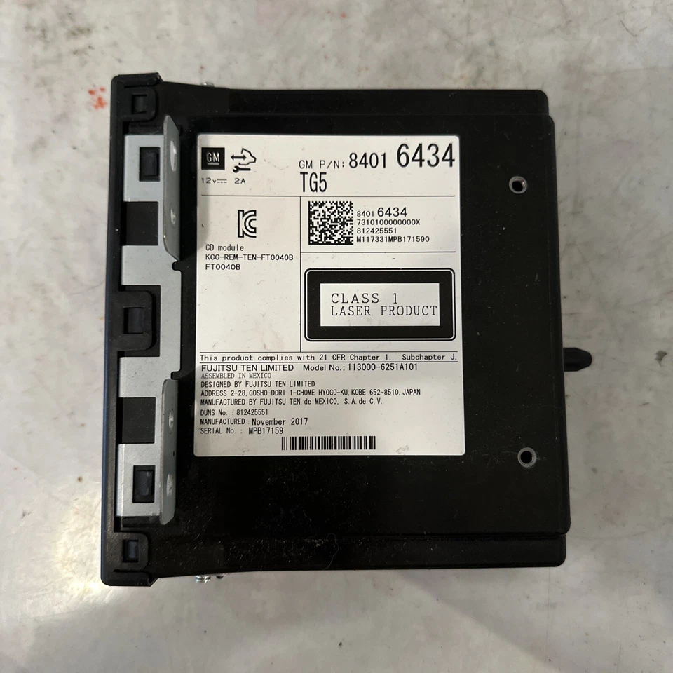 2018 CHEVROLET IMPALA RADIO AUDIO CD PLAYER COMPUTER CONTROL MODULE OEM 84016434 - Image 1 of 4