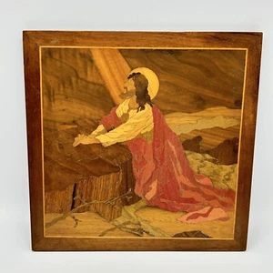 Christ In Gethsemane Wood Inlay Eugene Block Marquetry Co. Abstract Christian - Picture 1 of 10