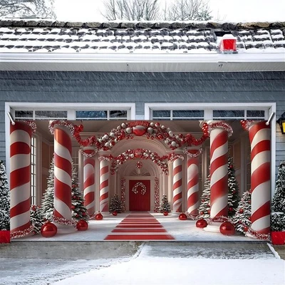 Cubierta de puerta de garaje de Navidad de 6x13 pies decoración de pancarta de vacaciones 13X6 pies, rojo  Foto 1 de 4