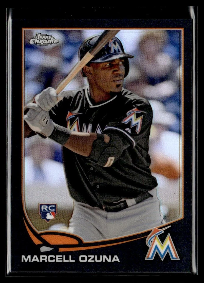2013 Topps Chrome Update Black Refractor Marcell Ozuna RC 48/99 Miami Marlins - Image 1 of 2