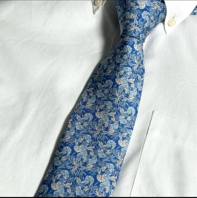 Corbata de Seda Floral Botánica Azul Ferragamo Excelente Usada Sin Caja Halloween Presen Foto 1 de 4