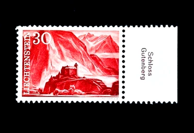 LIECHTENSTEIN Stamp w/Tab - 1959 Gutenberg Castle Sn 339 Mint OG NH  r52🔥 - Image 1 of 2