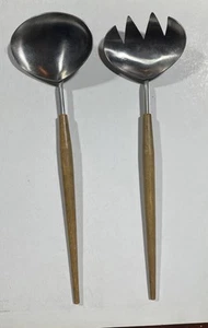 Vintage Mid Century Modern Salat Servier Set Japan 12" Löffel Gabel Holzgriff - Bild 1 von 6