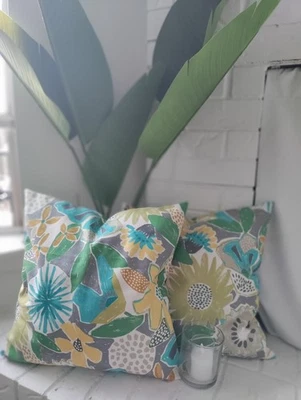 Handmade Tropical Print Pillows 18x18-Set of Two - Image 1 of 3