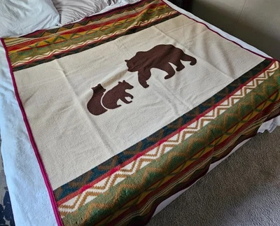 Cobertor de lã Pendleton Yellowstone Grizzly Bear Family edição limitada 64x80 - Imagem 1 de 4