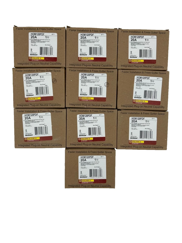 New Square D HOM120PDF Circuit Breaker AFCI/GFCI 20A 1-Pole 120V - Lot of 10