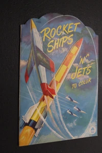 RARE 1951 ROCKET SHIPS 'N' & JETS COLORING BOOK NM UNUSED LARGE FORMAT VERY RARE - Picture 1 of 4