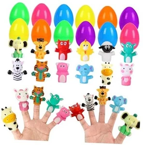 12 Pack Easter Eggs Prefilled with Animal Finger Puppets, Easter Basket - Picture 1 of 8