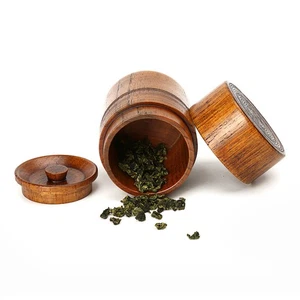 Contenedor de sellado de madera clásico de 1 pieza tambor de té lata sellada estilo chino redondo - Imagen 1 de 12