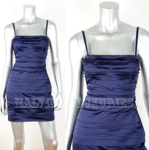 BCBG BCBGMAXAZRIA DRESS STRAPLESS PLEATED DARK BLUE $288 NWT sz 6 - Picture 1 of 9