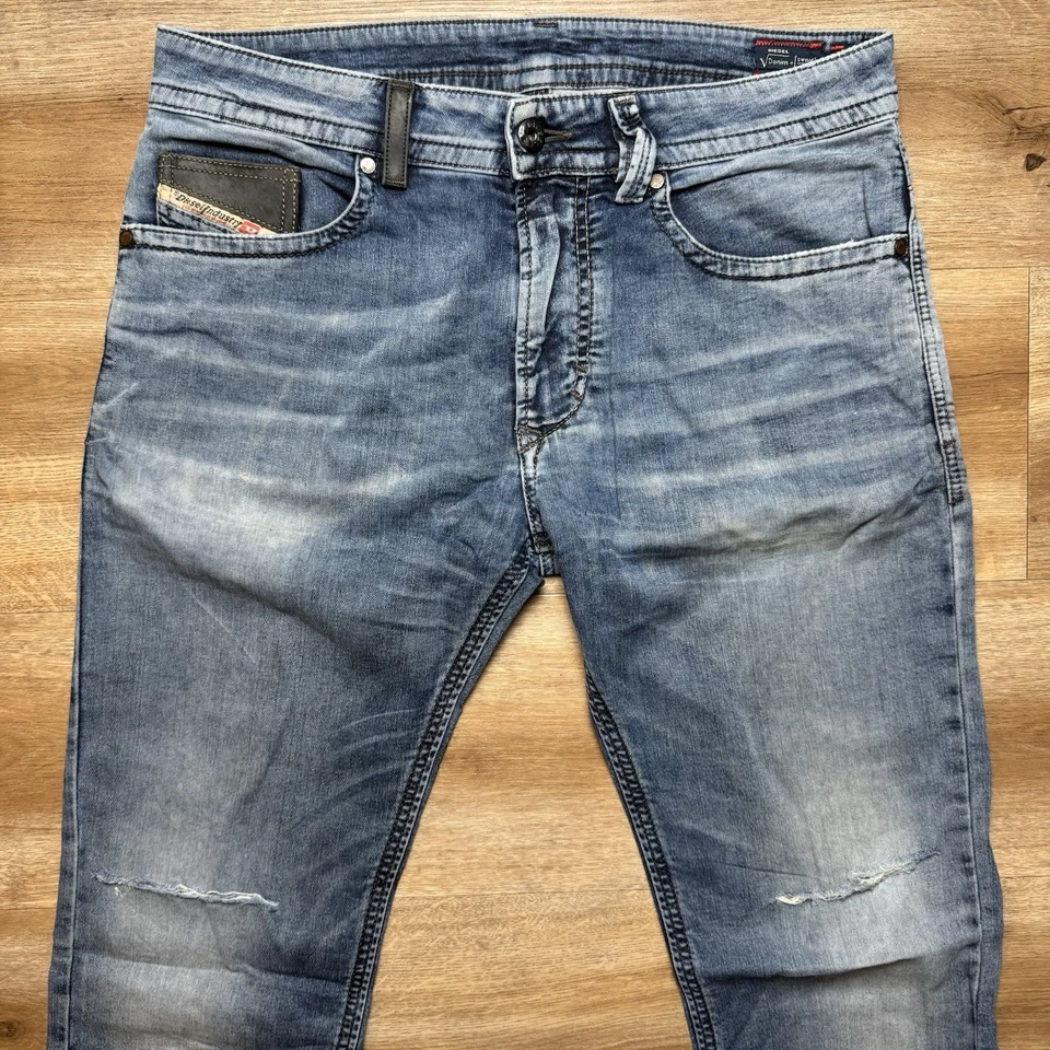 Calça de moletom Diesel denim masculina 30 azul Thavar NE contraste moderno rasgado 0603L - Imagem 1 de 4