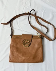 Michael Kors Brown Fulton Double Zip Shoulder Crossbody Handbag - Picture 1 of 13