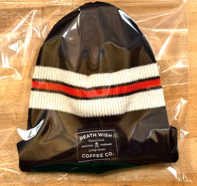 Death Wish Coffee Skull Black Beanie Cap 2017 Original Unused Mint - Image 1 of 3