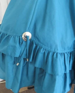 Square Dance / Rockabilly Turquoise blue ruffled  w metal concho accents Skirt L - Imagen 1 de 7