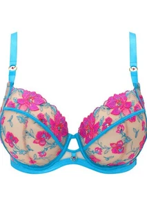 Ann Summers Glistening Non Padded Balcony Bra Blue & Pink Sizes 32D RRP£38 - Picture 1 of 6