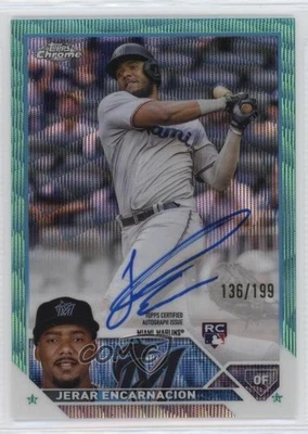 2023 Topps Chrome Rookie Aqua Wave Refractor /199 Jerar Encarnacion Auto RC - Image 1 of 2
