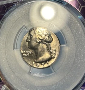 1971 D Washington Quarter 25C Mint Error - Struck On Clad Dime Planchet MS63 - Picture 1 of 6