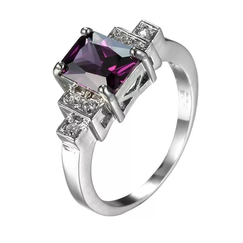 Anillo de compromiso boda boda talla 6-12 de acero inoxidable circonita cúbica de 8 mm de EE. UU. 316L para mujer Foto 1 de 1