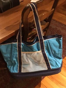 Large Beach Tote Bag Button Top Insulated Picnic Cooler Shoulder Bag - Picture 1 of 4