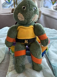 Vintage 1989 Playmates TMNT Teenage Mutant Ninja Turtles 14 Zoll Michelangelo Plüsch - Bild 1 von 12