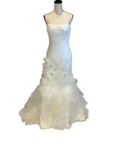 Vestido de novia Sophia Tolli marfil sin tirantes plisado floral talla 8 $1050 - Imagen 1 de 4