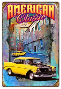 Vintage Style Metal Sign Yellow American Classic By Phil Hamilton. 12x18 - Picture 1 of 1