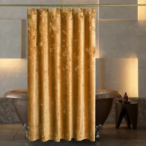 Gold Shower Curtain for Bathroom Luxury Crushed Velvet Shower Curtain Gold Go... - Picture 1 of 7