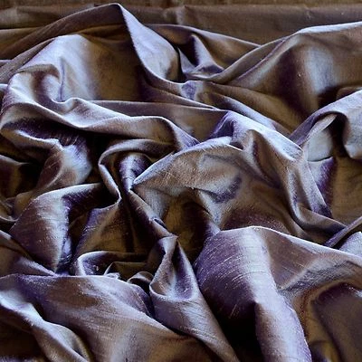 Iridescent Gray Violet Dupioni 100% Silk Fabric, 44" Wide, By the Yard (S-172) - Image 1 of 4