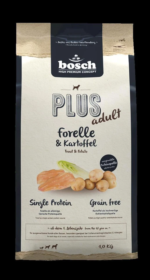 Bosch 1kg PLUS Forelle & Kartoffel Hundefutter Trockenfutter - Bild 1 von 1