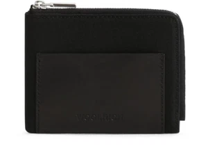 Cartera de Cuero Woolrich Mixmedia Mediana Tarjeta de Crédito Cuero y Algodón - Negra - Imagen 1 de 4