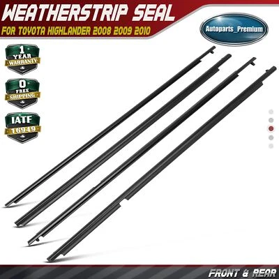 4xSelo de tira meteorológica para moldagem de janela de porta dianteira e traseira para Toyota Highlander 08-10 - Imagem 1 de 4
