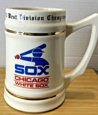 Piedra de cerveza vintage 1983 Chicago White Sox West Division Champions con lista Foto 1 de 4
