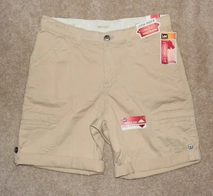 New Womens Lee Khaki Bermuda Shorts 8 Comfort Fit Cuffed Cotton Stretch - Picture 1 of 2