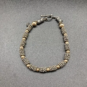 Vintage Sterling Silver Caviar Beads Gold Vermeil Stations Toggle Closure 7" - Picture 1 of 8